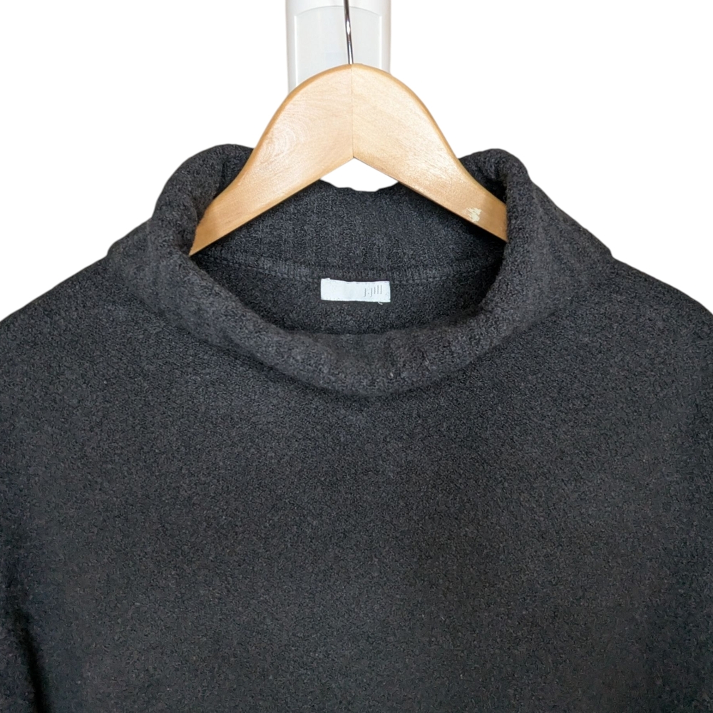 J.Jill Black Bouclé Knit Turtleneck Poncho Sweater One Size - Picture 5 of 10